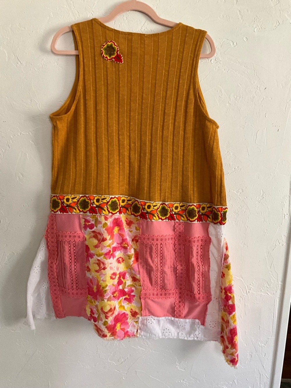 Handmade Boho Patchwork Floral Tunic Top Large - Picture 4 of 8